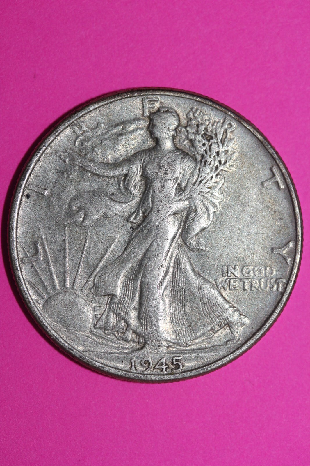 1945 P Missing Designors Initials Walking Liberty Silver Half Dollar Coin  1120