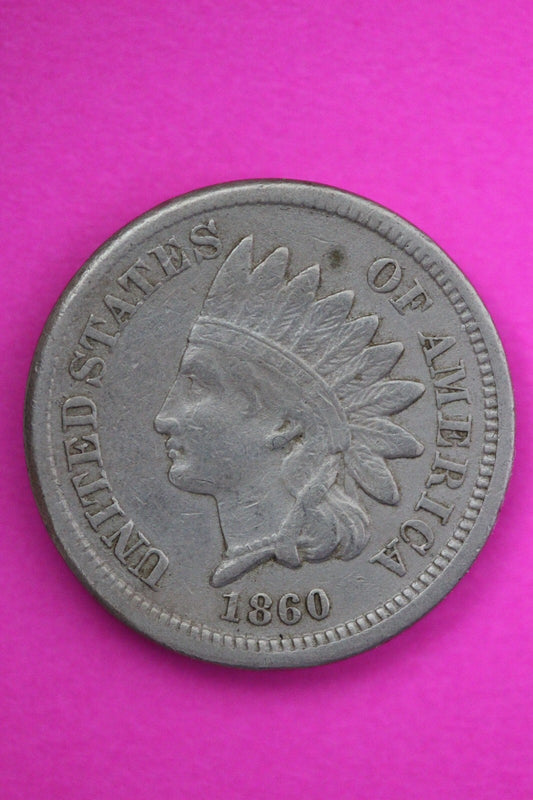High Grade 1860 Copper Nickel Indian Head Cent Penny Scarce Semi Key Date 01