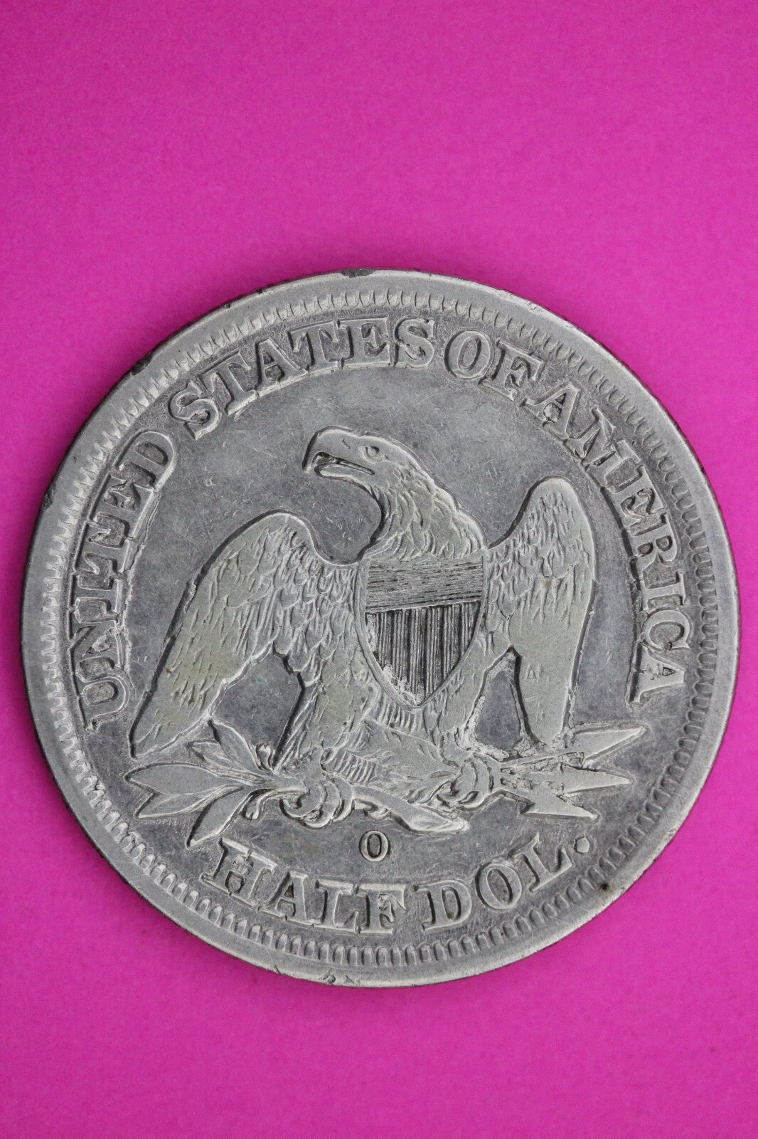 1854 O Seated Liberty Half Dollar Silver Huge Die Breaks Under United Coin 0397N