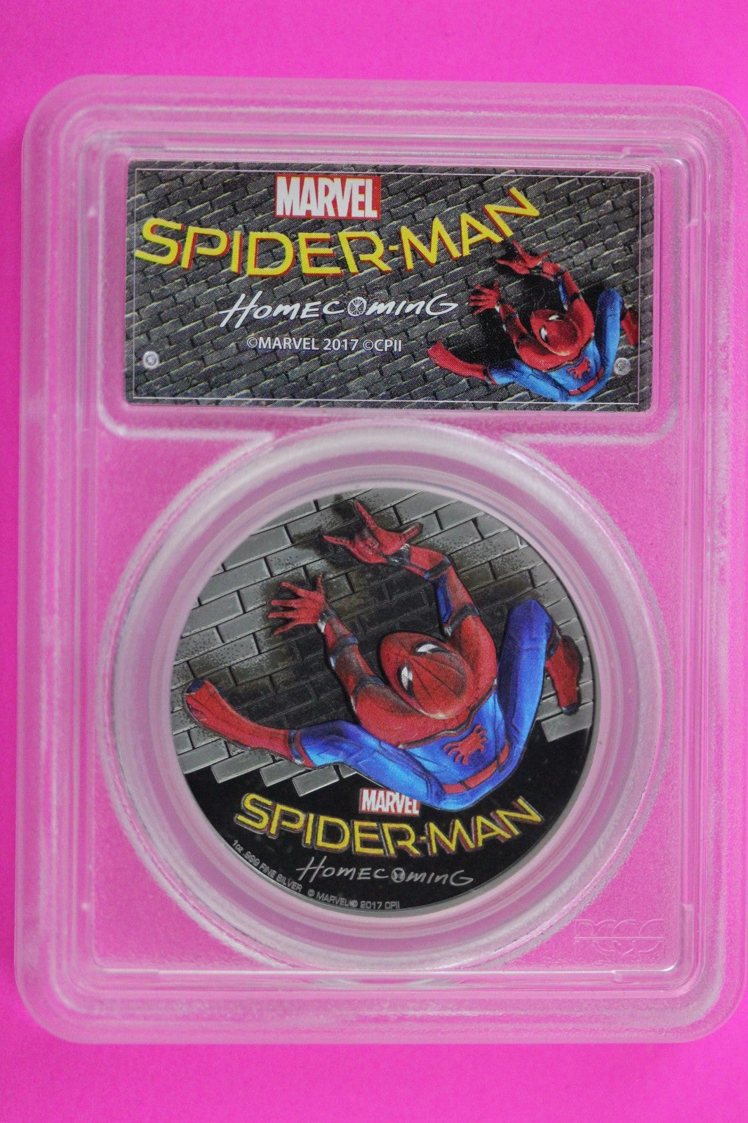 2017 PF 69 Spider Man Homecoming Color 3-D Cook Islands Silver $5 Coin PCGS 6062