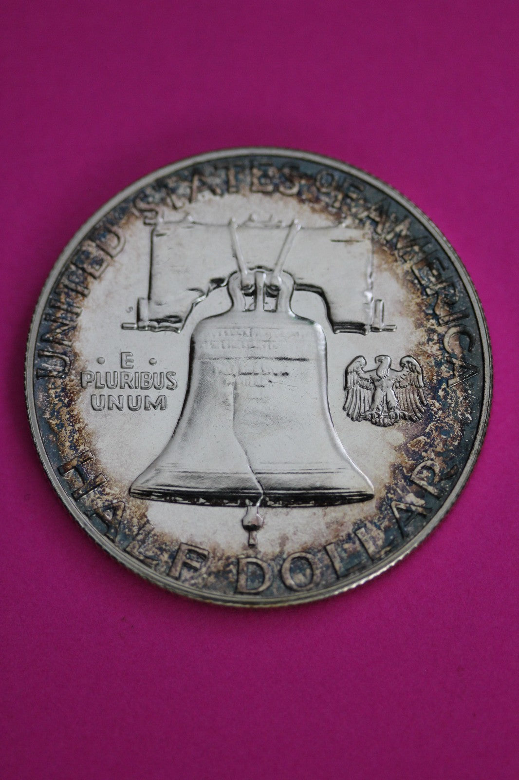 Toned Cameo OBV  1962 Proof Ben Franklin Half Dollar Silver Coin Authentic 1784