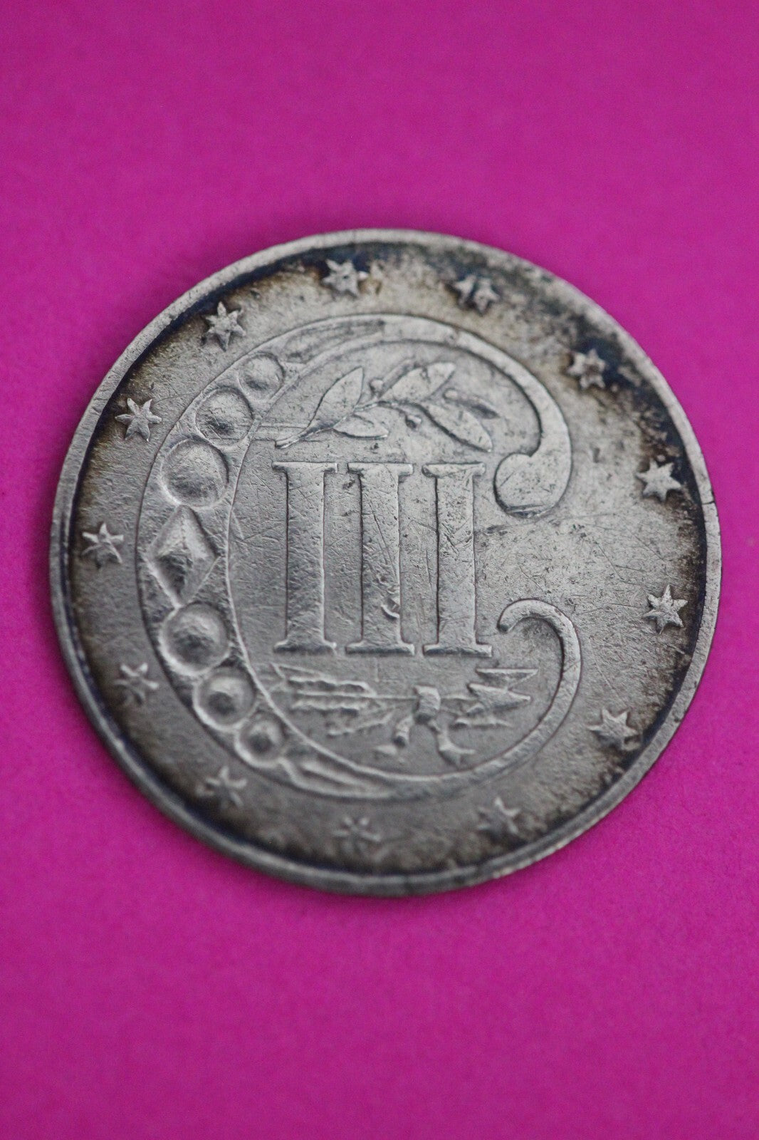 Naturally Toned 1855 Trime 3 Three Cent Silver Dime Guaranteed Authentic 1099