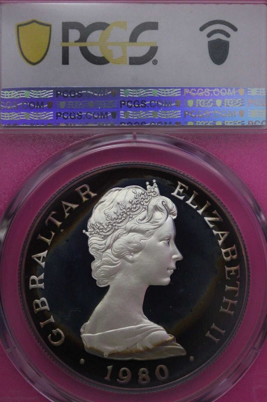 Toned 1981 PR 68 DCAM Crown Gibraltar Admiral Nelson Battle Trafalgar PCGS 555