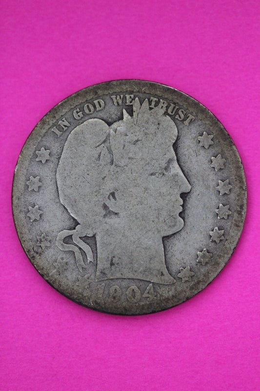 1904 O Barber Liberty Silver Quarter Scarce Semi Key Date New Orleans Mint 86