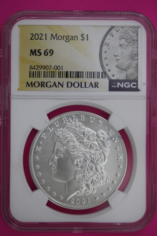 2021 P MS 69 Morgan Silver Dollar NGC Authentic Certified Graded Coin Slab 392