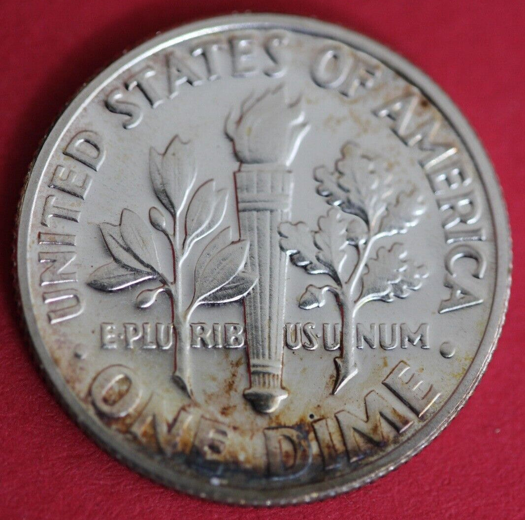 Rainbow Toned 1954 Silver Proof Roosevelt Dime OCE