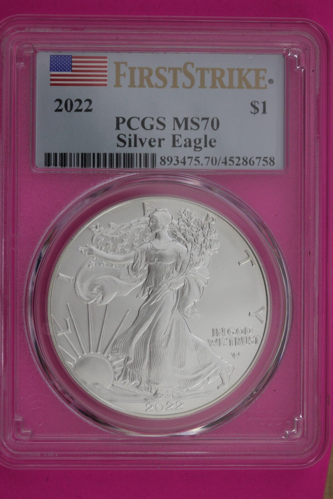 2022 MS 70 Silver Eagle Coin 1 OZ .999 PCGS Certified Graded Authentic Coin 576