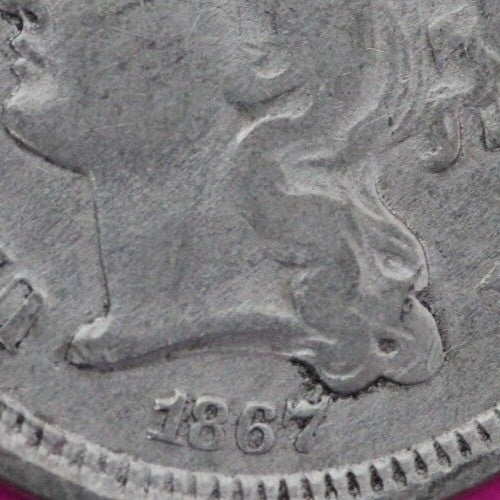 1867 Three 3 Cent Nickel Scarce Semi Key Date Type Coin Philadelphia Mint 164