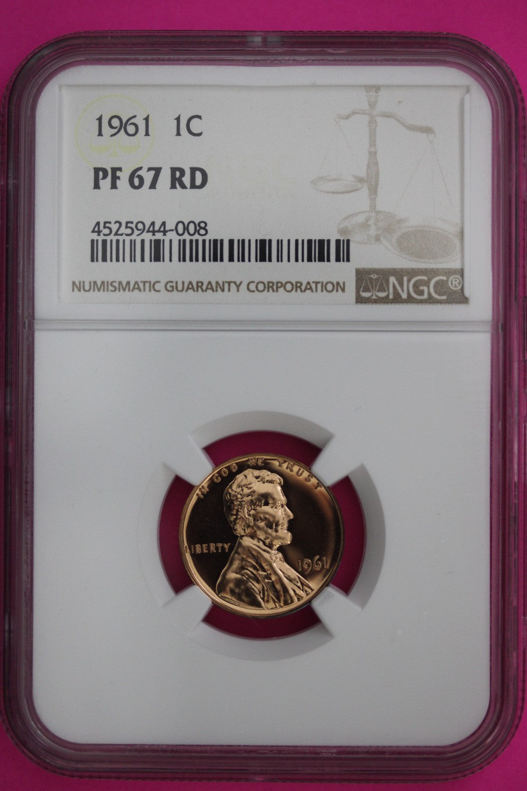 1961 PF 67 Red Lincoln Memorial Cent Proof Coin NGC certified Authentic Slab 304