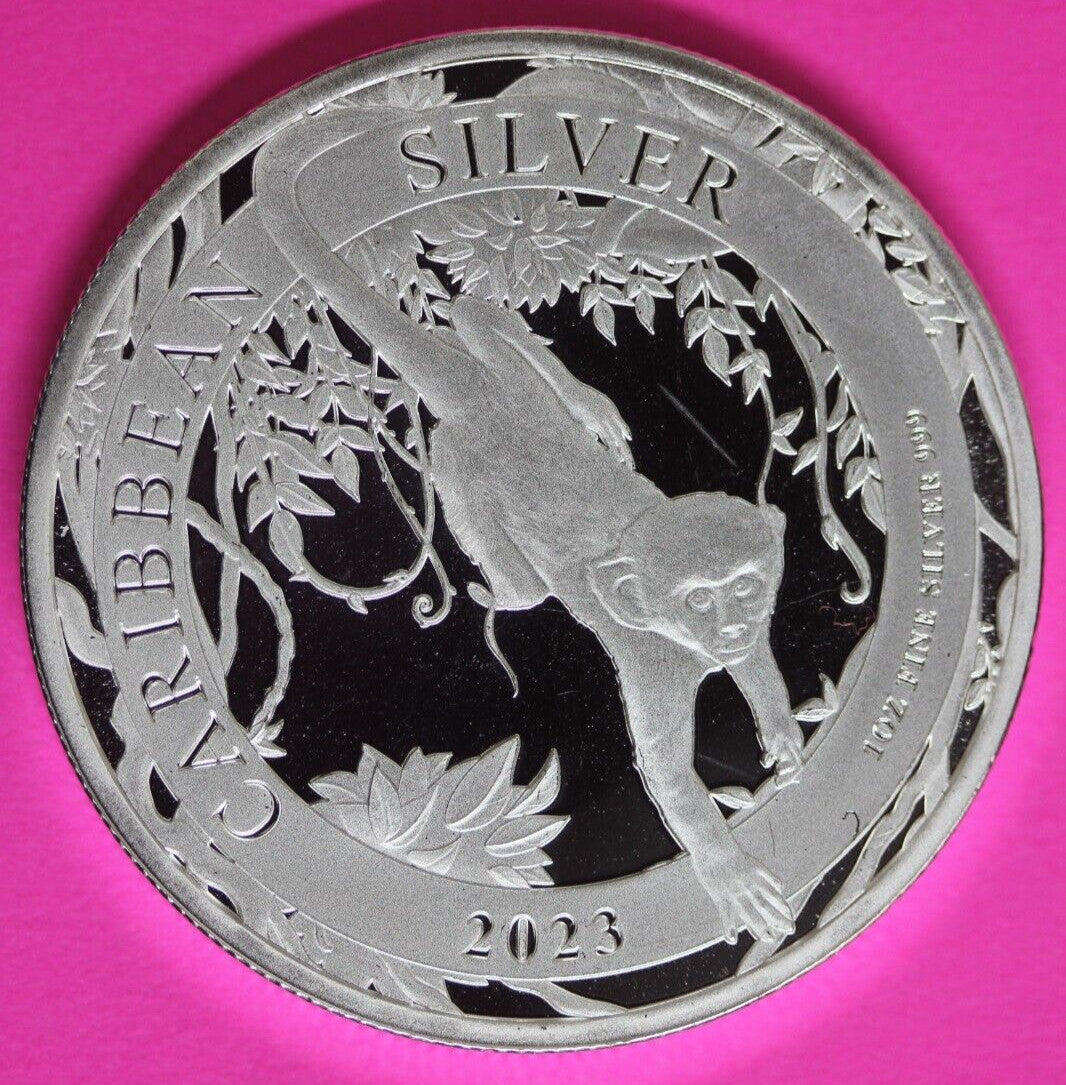 Gem BU 2023 Barbados Monkey 1 OZ Silver Coin .999 Fine $1.00 Same Coin In Pic 34