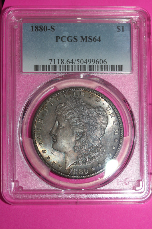 Toned 1880 S MS 64 Liberty Morgan Silver Dollar PCGS Graded Authentic 364