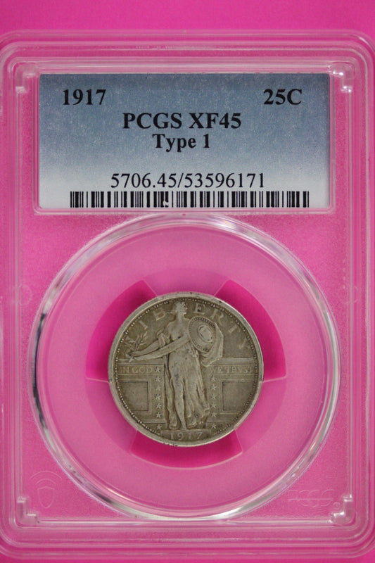 1917 P Type 1 XF 45  Standing Liberty Silver Quarter PCGS Graded Certified 113
