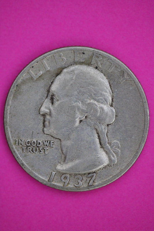 1937 P George Washington Silver Quarter Guaranteed Authentic Genuine Coin 2583