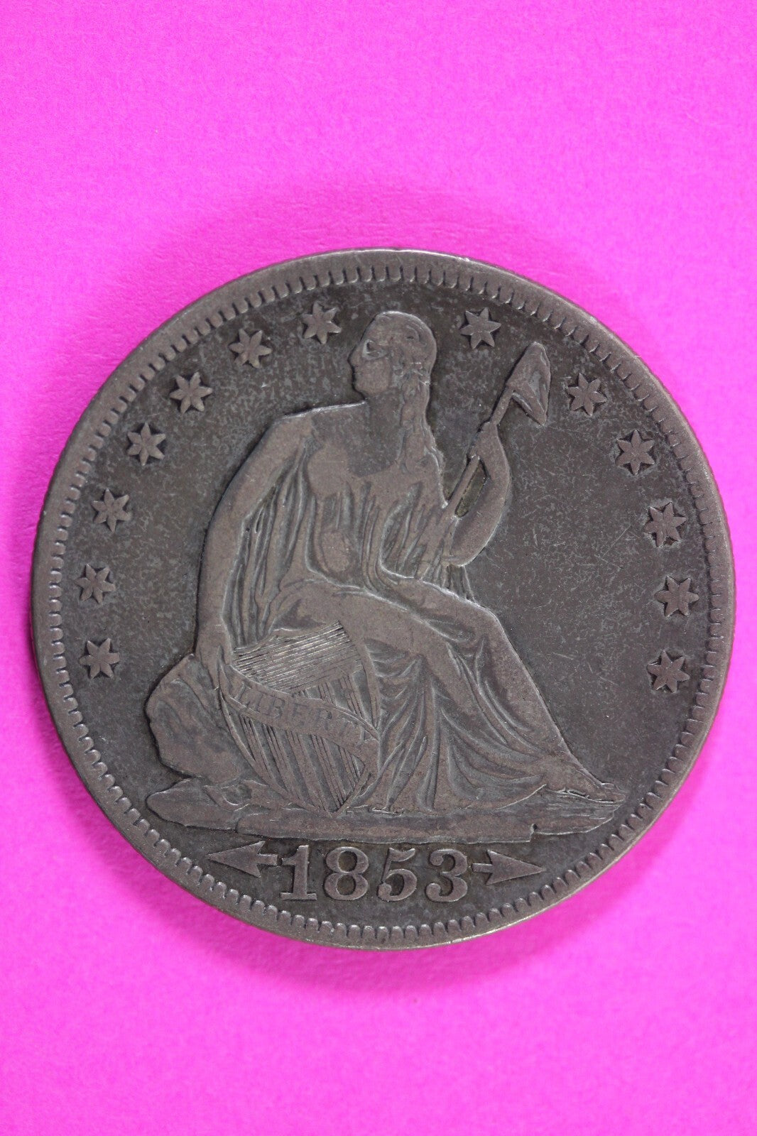 1853 P Seated Liberty Half Dollar Silver Semi Key Date Same Coin  In Pics 35