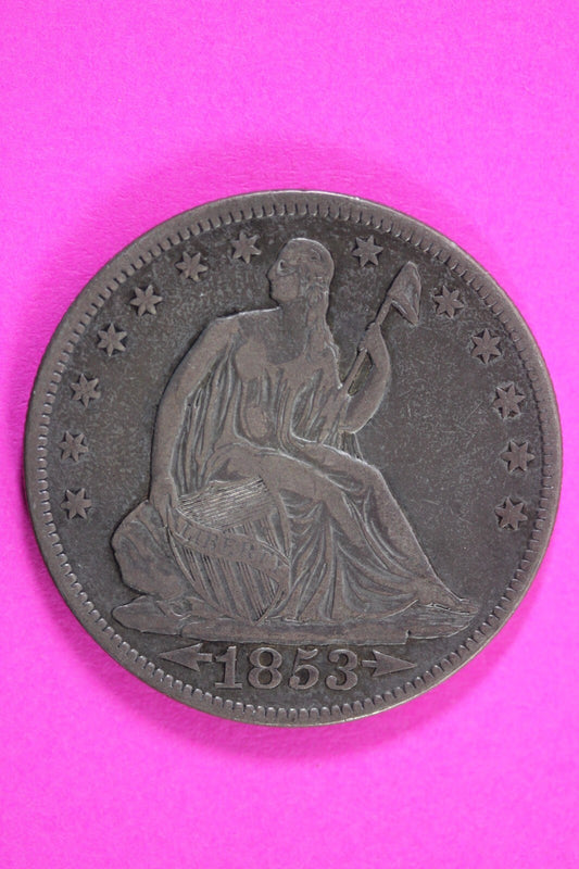 1853 P Seated Liberty Half Dollar Silver Semi Key Date Same Coin  In Pics 35