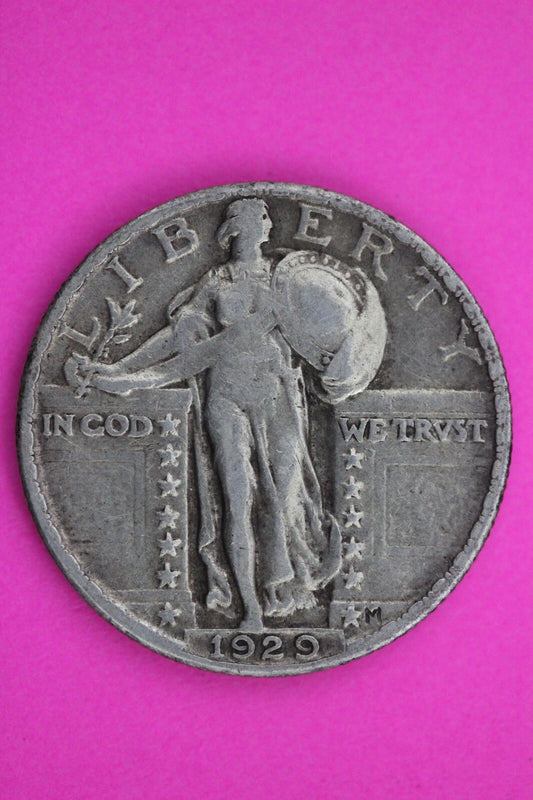 High Grade Full Date 1929 P  Standing Liberty Silver Quarter Key Date Coin 08