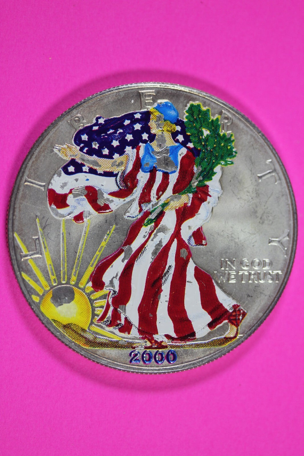 Colorized 2000 American Silver Eagle 1 Ounce .999 Fine Exact Coin Shown 171