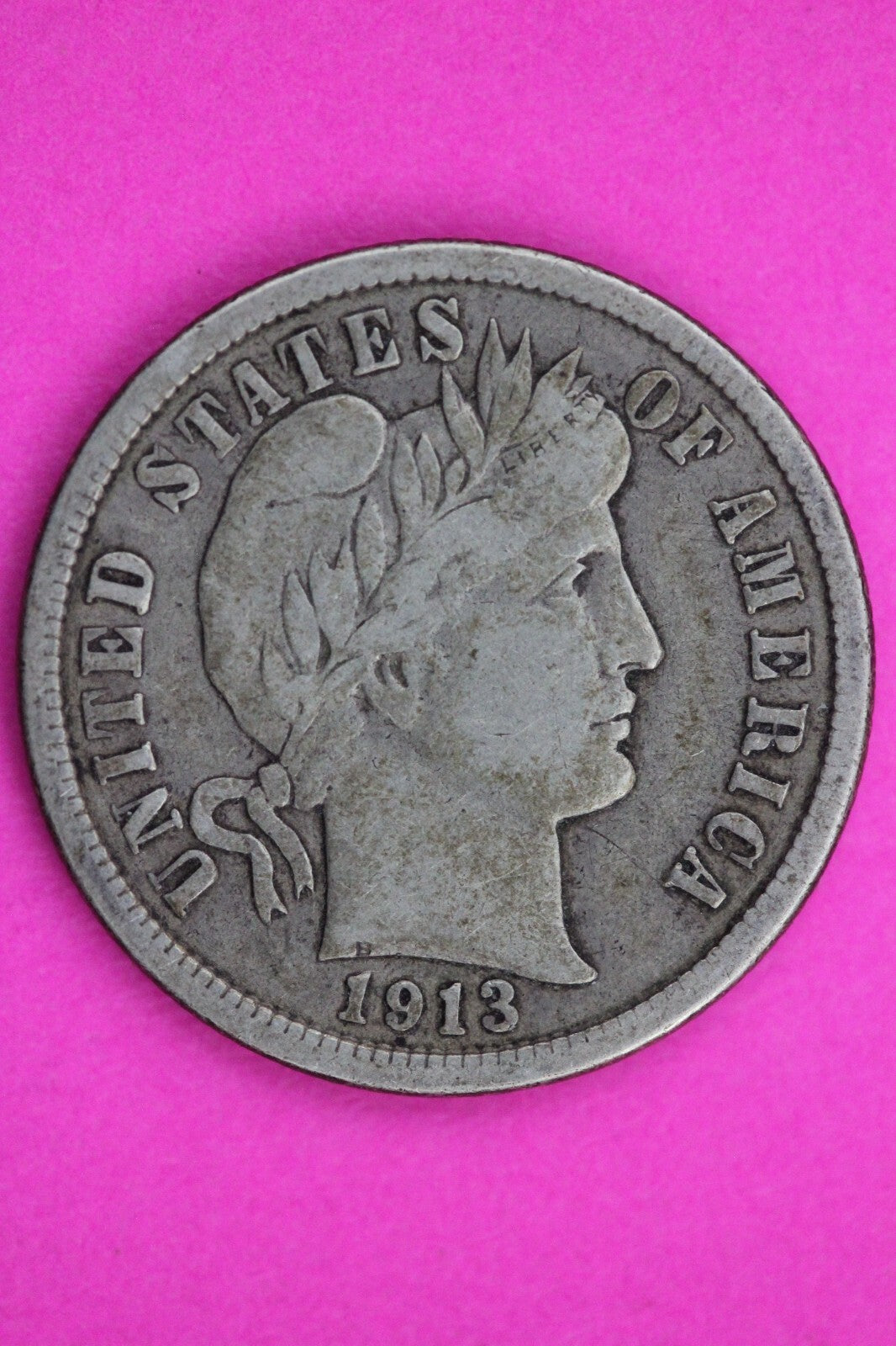 1913 P Barber Liberty Dime Scarce Semi Key Date Silver Coin Free Shipping 0079