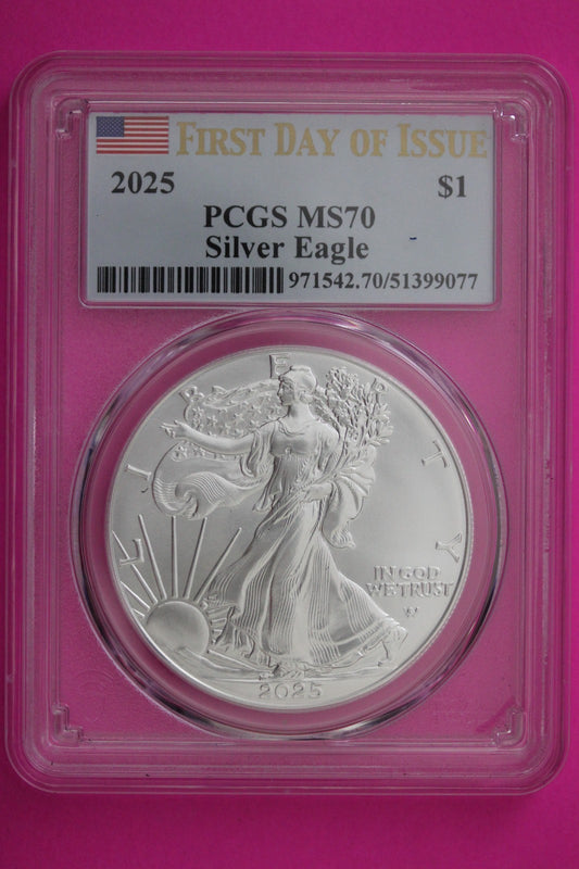2025 MS 70 Silver American Eagle PCGS Certified Graded Authentic 1rst Strike 367