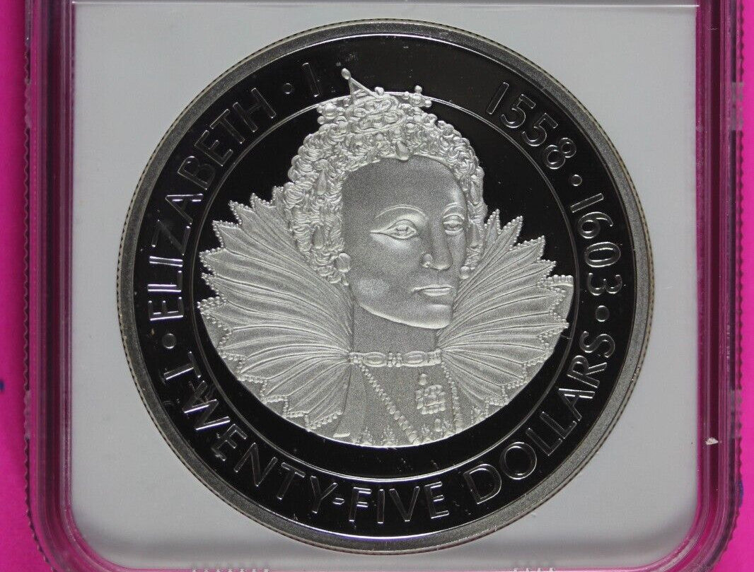 1977 PF 69 Cayman Islands Elizabeth I $25 Dollars Silver Coin NGC Graded 545
