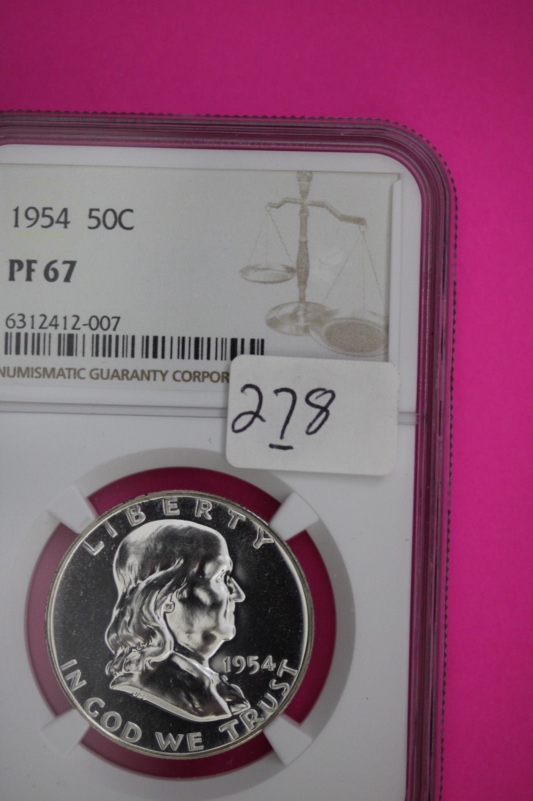 1954 PF 67 Ben Franklin Silver Half Dollar NGC Certified Graded Authentic 278