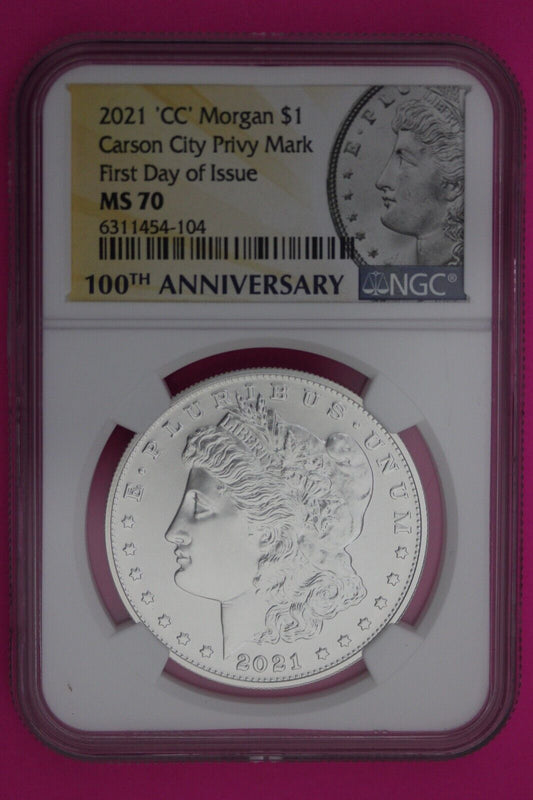 Rare 2021 CC MS 70 Carson City Privy Mark Morgan Silver Dollar NGC 1rst Day 629