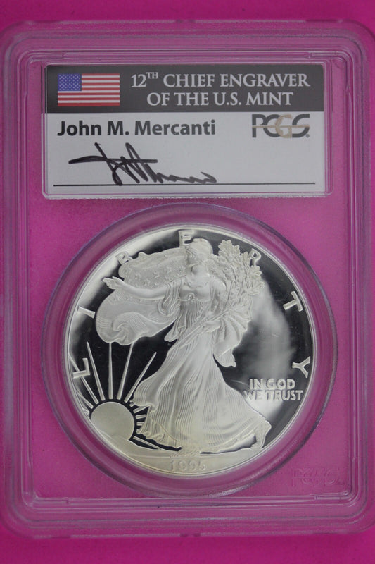 1995 P PR 69 Silver Eagle PCGS John Mercanti Certified Graded Authentic Coin 618