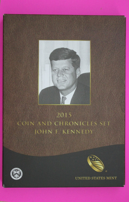 Gem 2015 John Kennedy Coins & Chronicles Mint Set 1 Ounce Silver Box & COA 7047