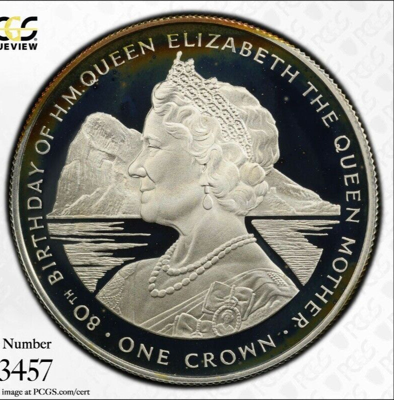 Toned 1980 PR 68 DCAM Crown Gibraltar  PCGS Queen Elizabeth 80th Birthday 515