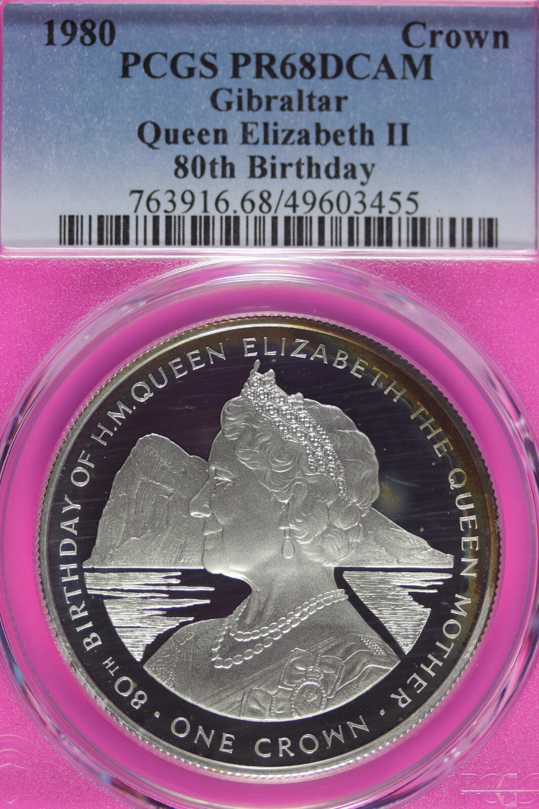 Toned 1980 PR 68 DCAM Crown Gibraltar  PCGS Queen Elizabeth 80th Birthday 488
