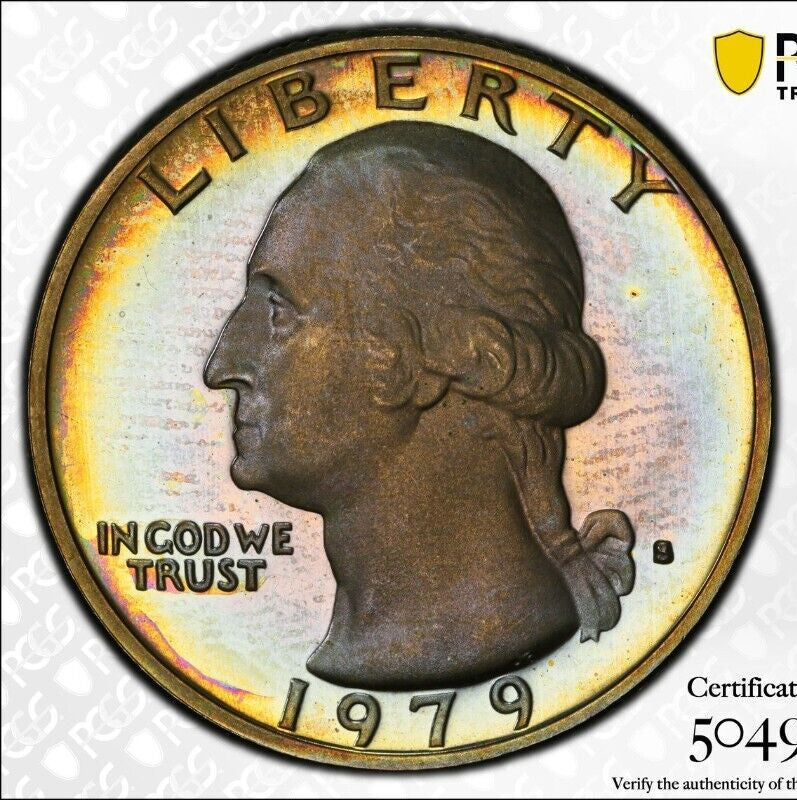 Toned 1979 S Type 1 PR 67 DCAM Washington Quarter PCGS Graded Certified Slab 87