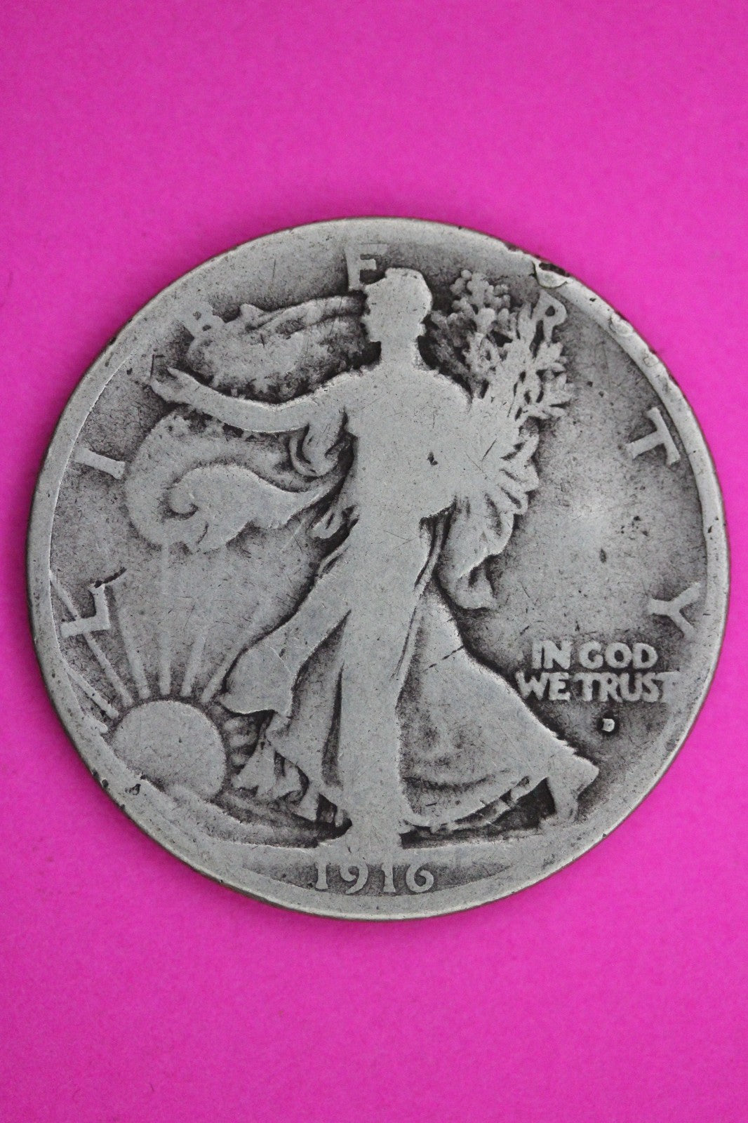 1916 D Walking Liberty Silver Half Dollar Guaranteed Authentic Genuine Coin 2317