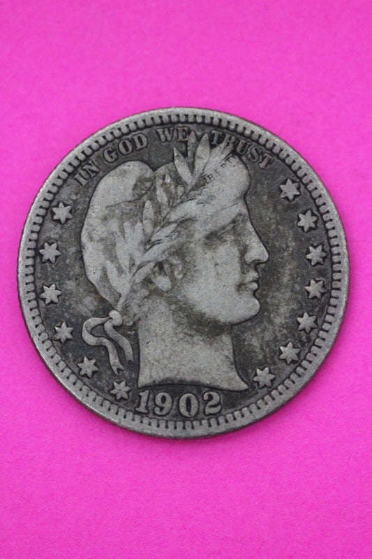 1902 O Barber Liberty Silver Quarter Scarce Semi Key Date New Orleans Mint 62