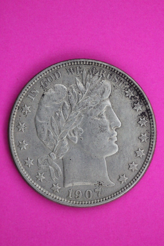 1907 O Barber Liberty Half Dollar Scarce Semi Key Date Coin New Orleans Mint 241