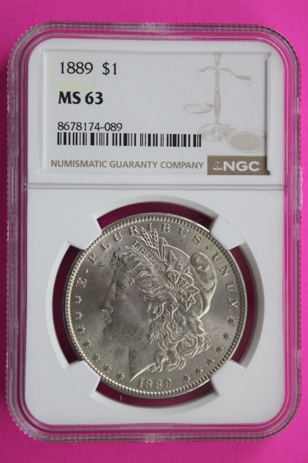 1889 P MS 63 Liberty Morgan Silver Dollar NGC Certified Graded Authentic 823