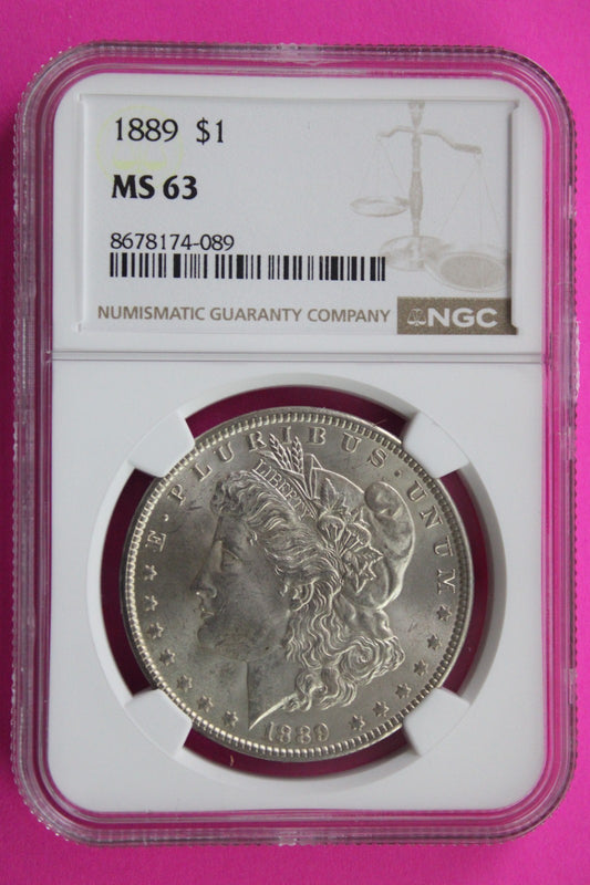 1889 P MS 63 Liberty Morgan Silver Dollar NGC Certified Graded Authentic 823