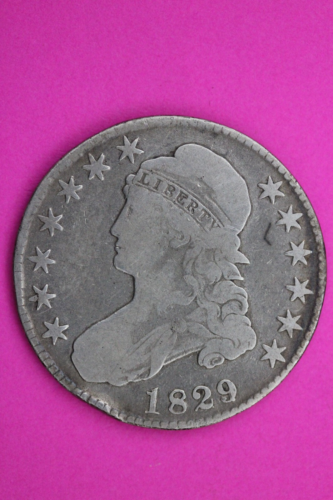 1829/7 Cap Bust Liberty Half Dollar Silver Rare Semi Key Date Coin Genuine 0412N
