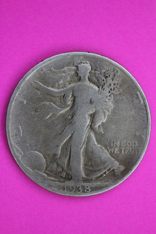 1938 D Walking Liberty Silver Half Dollar Guaranteed Authentic Genuine Coin 1159