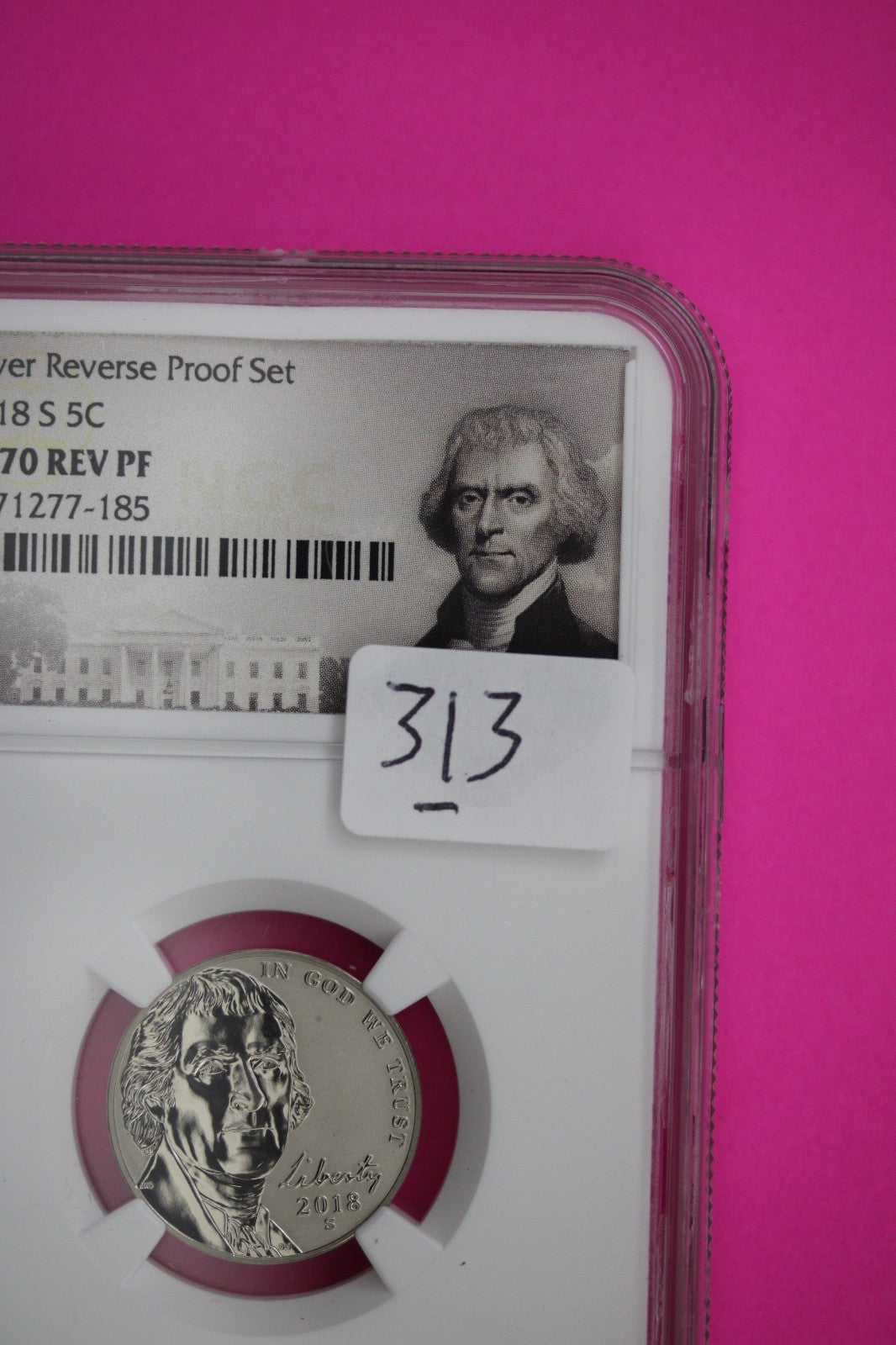 2018 S PF 70 Reverse Proof Jefferson Nickel 1 Coin From a Proof Set NGC Slab 313