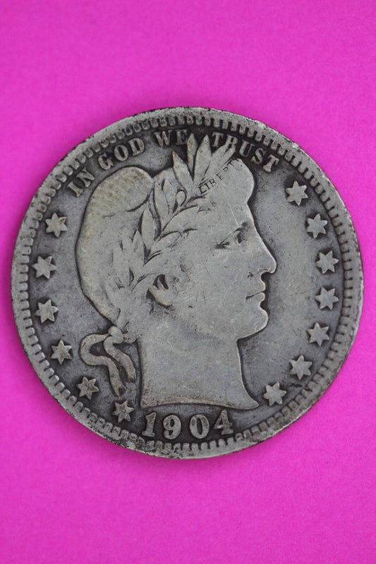 1904 O Barber Liberty Silver Quarter Guaranteed Authentic & Genuine Coin 0610N