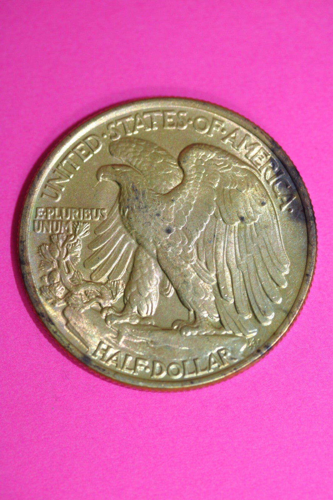 Rainbow Toned High Grade 1943 P Walking Liberty Half Dollar Silver Coin 24