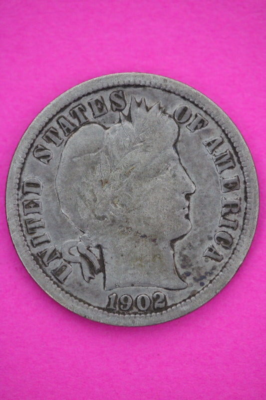 1902 O Barber Liberty Dime Scarce Semi Key Date Silver Coin New Orleans Mint 103