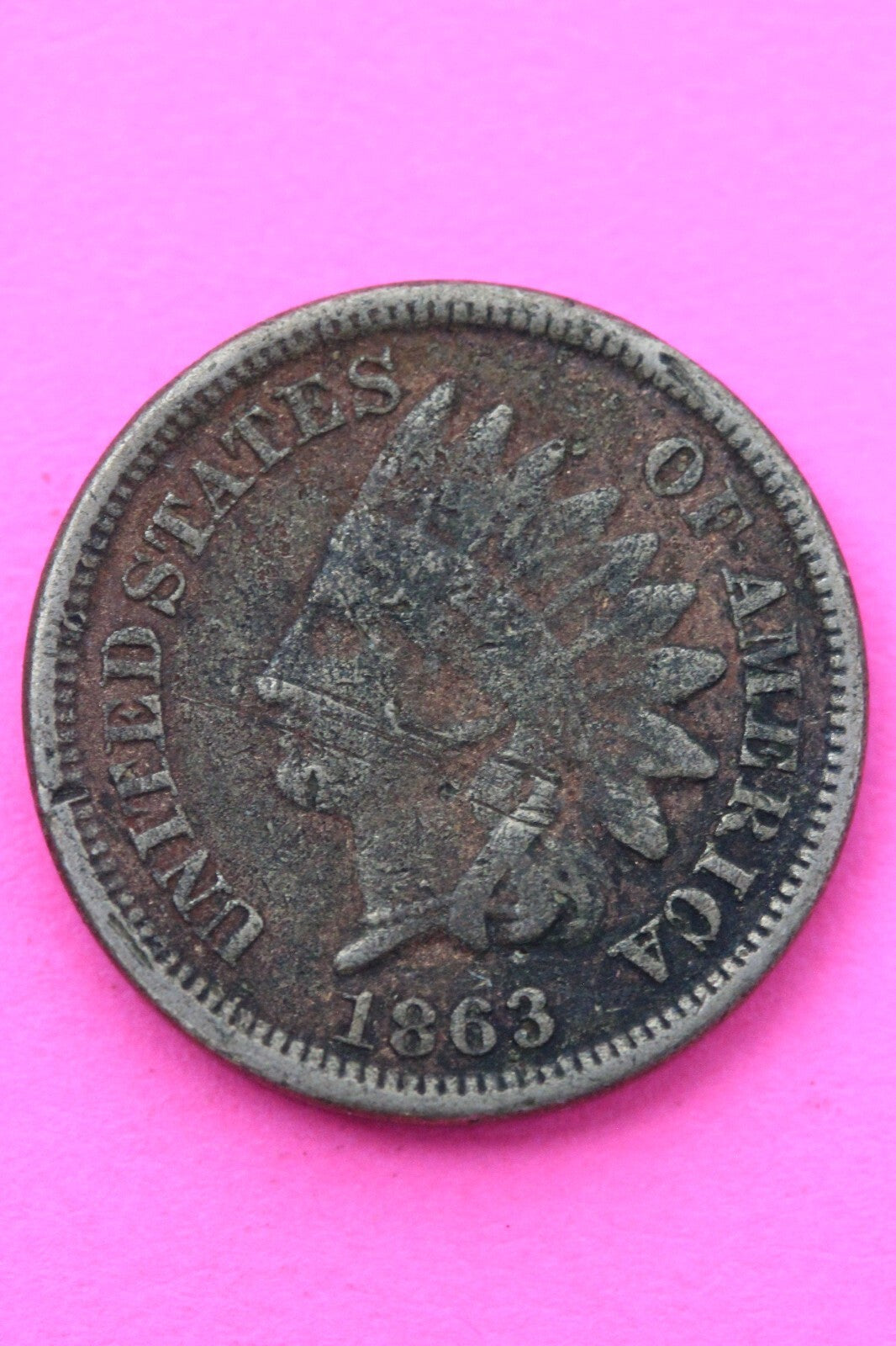 1863 Copper Nickel Indian Head Cent Penny Exact Early Type Coin Pictured 199