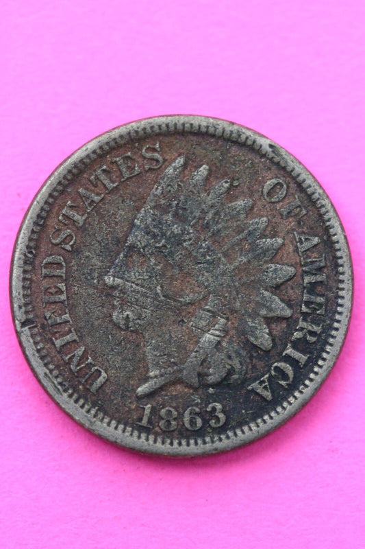 1863 Copper Nickel Indian Head Cent Penny Exact Early Type Coin Pictured 199