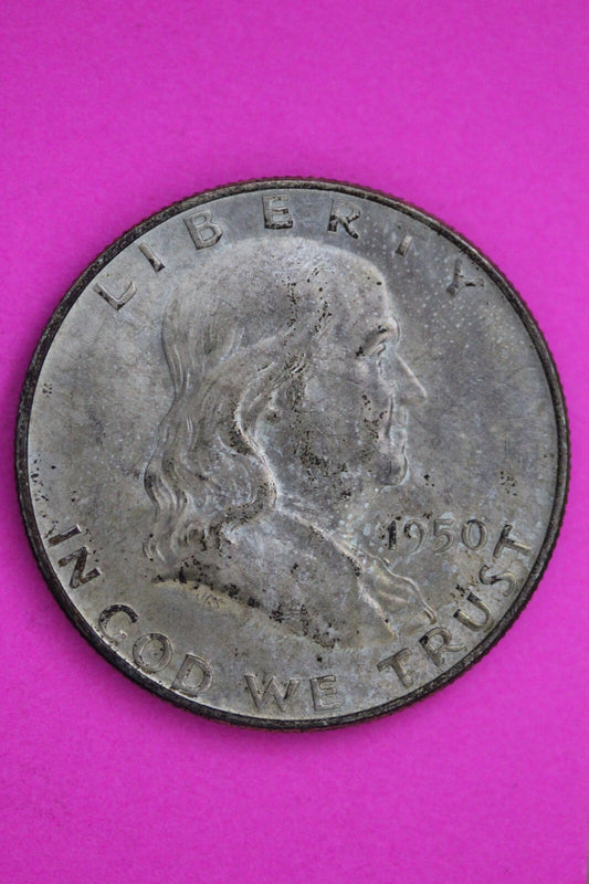 High Grade 1950 D Ben Franklin Silver Half Dollar Guaranteed Authentic Coin 1045