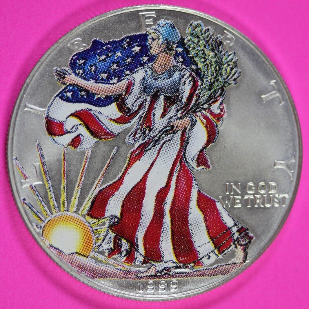 Colorized 1999 American Silver Eagle 1 Ounce .999 Fine Exact Coin Shown 175