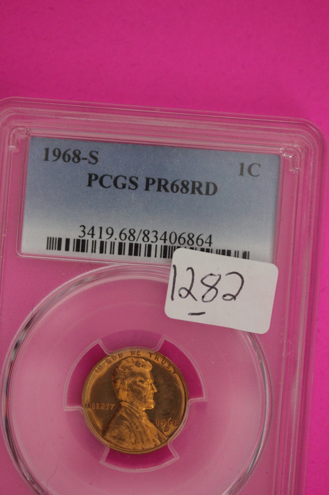 1968 S PR 68 Red Abraham Lincoln Memorial Cent DCAM PCGS Certified Graded 1282