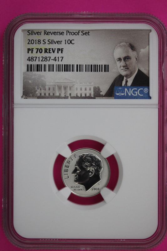 2018 S PF 70 Reverse Proof Roosevelt Silver Dime 1 Coin From a Proof Set NGC 222