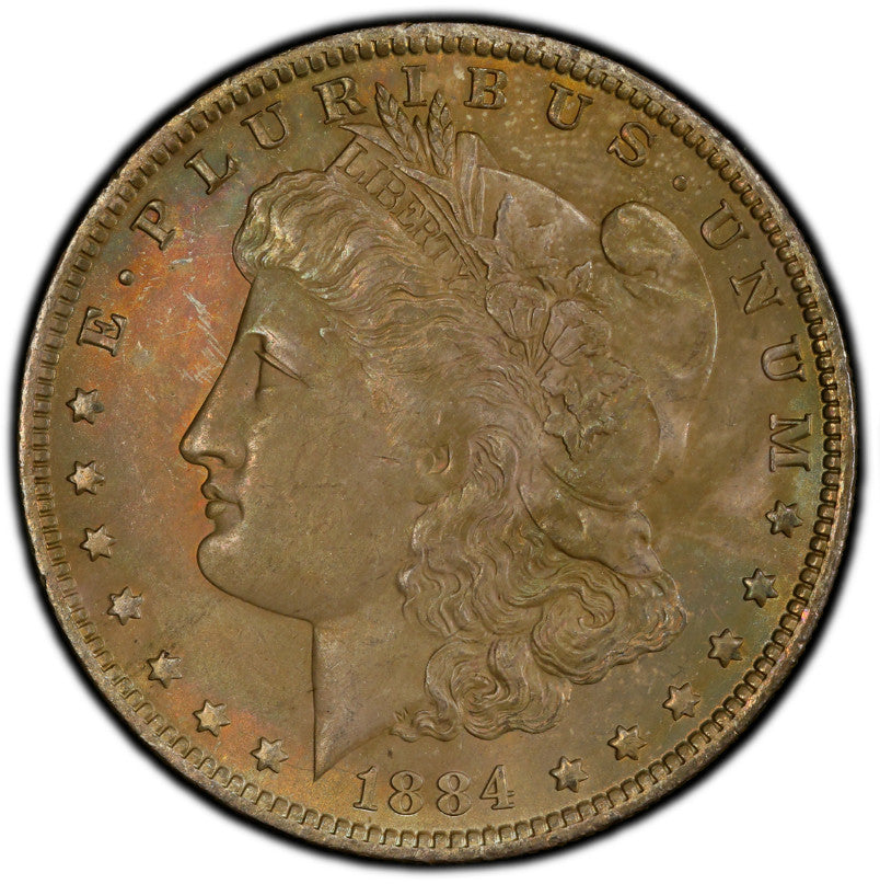 Toned 1884 O MS 64 Morgan Liberty Silver Dollar PCGS Certified Graded Slab 982
