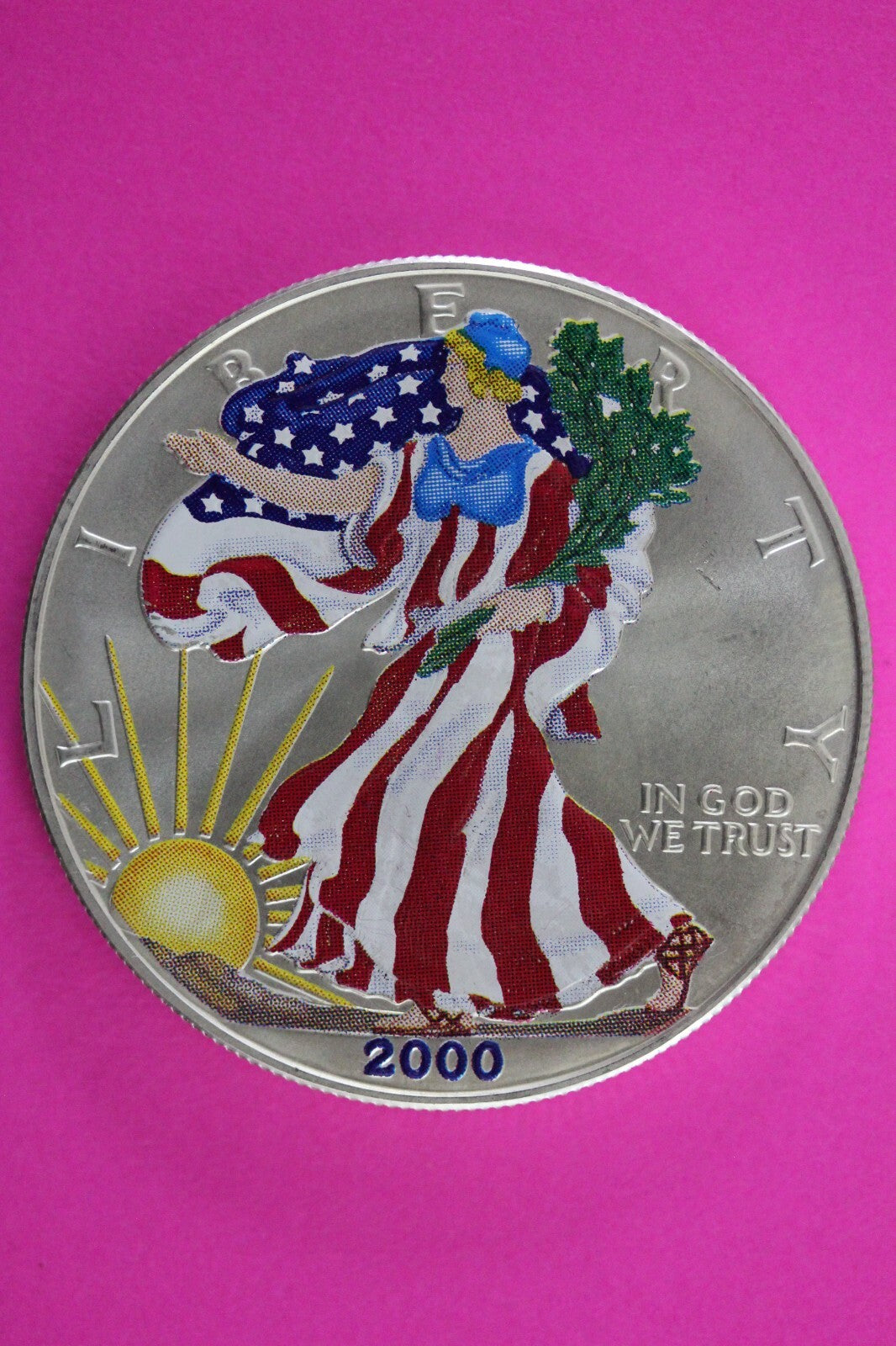 Colorized 2000 American Silver Eagle 1 Ounce .999 Fine Exact Coin Shown N0515